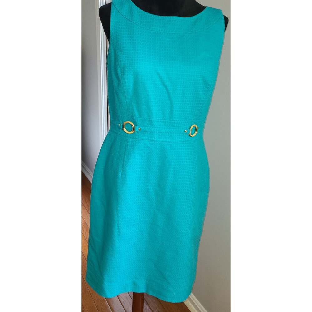 Tahari Arthur S Levine Women's Dress Blue Classic Minimalist Preppy Sz 10 Bamboo